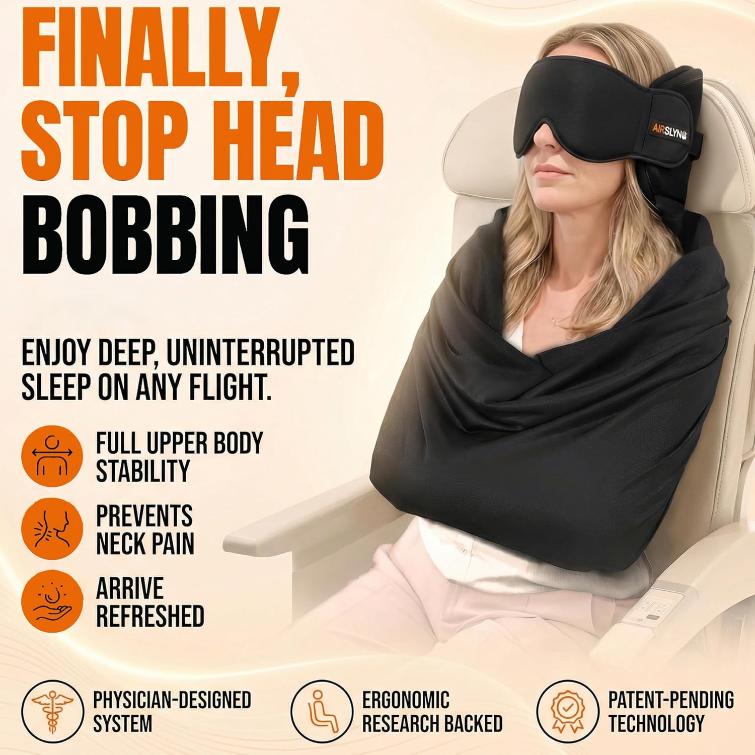 3-in-1 Airplane Sleep Support System - Integrated Plane Sleeping Accessories with Memory Foam Long Haul Flight Pillow, Adjustable Travel…