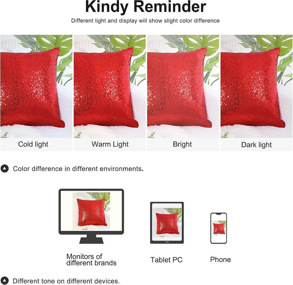 uxcell 2 Pcs Sequin Throw Pillow Covers, Shiny Sparkling Comfy Satin Cushion Covers, Decorative Pillowcases for…