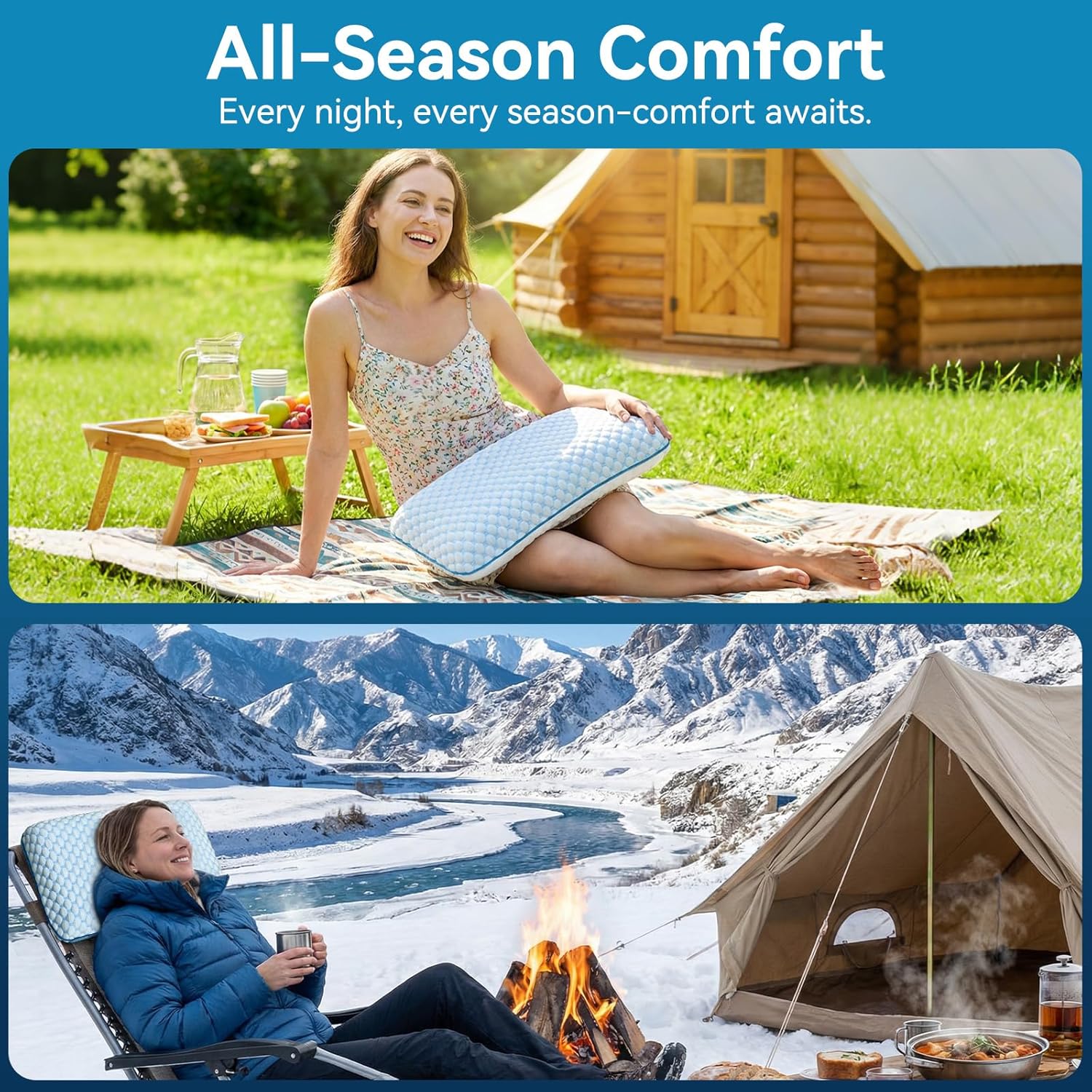 Iwacool Camping Pillow with Memory Foam-Compressible Medium Firm, Ultralight Cooling Travel Pillow, Outdoor Pillows Ideal for Backpacking,…