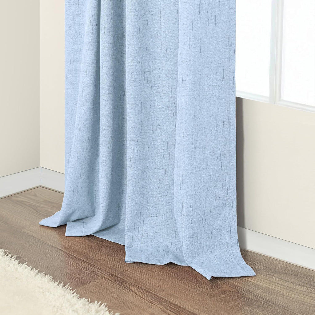 Pitalk 100% Blackout Light Blue Curtains 84 Inch Length for Bedroom Window 2 Panel Room Darkening Insulated Thermal Sky Colored Pale Blue B…