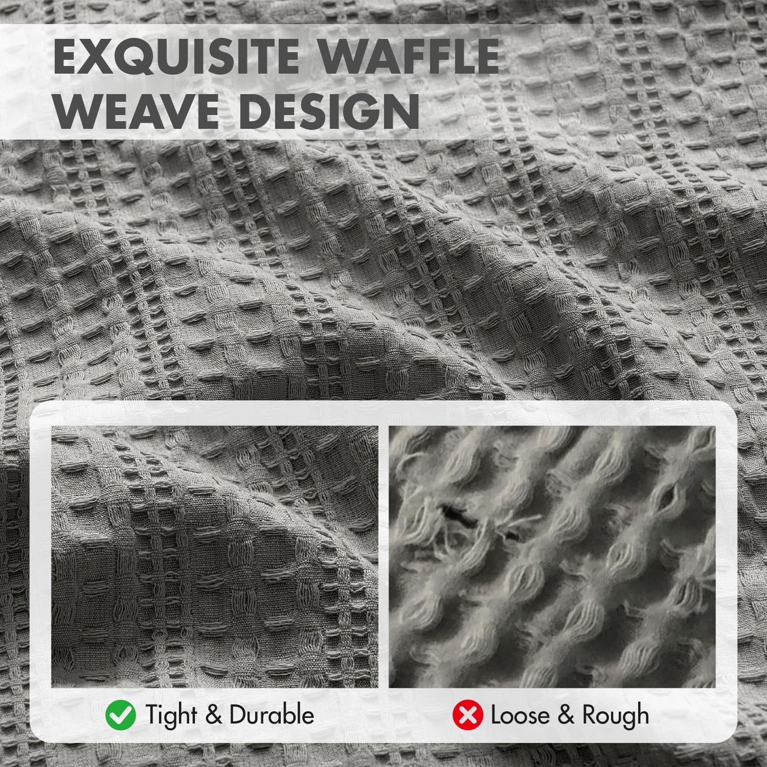 100% Cotton Waffle Pillow Shams Standard Size, 2 Pack 20x26 Decorative Pillow Covers for Bed Couch Sofa, Neutral Weave Cushion Cases…