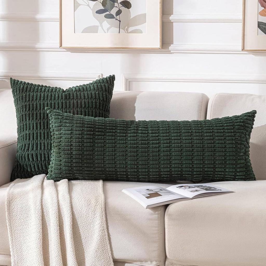 Fancy Homi Decorative Throw Pillow Covers for Bed Couch Bedroom Bench, Soft Corduroy Solid Pillow Case, Rustic Farmhouse Boho Room…