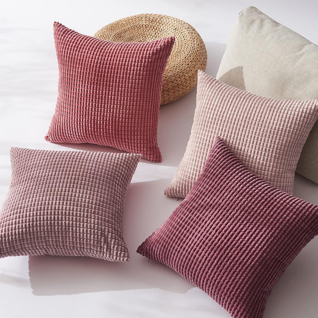 Topfinel 4 Packs Pink Decorative Throw Pillow Covers 24x24 Inch for Living Room Couch Bed Sofa, Boho Western Farmhouse Home Decor, Square S…
