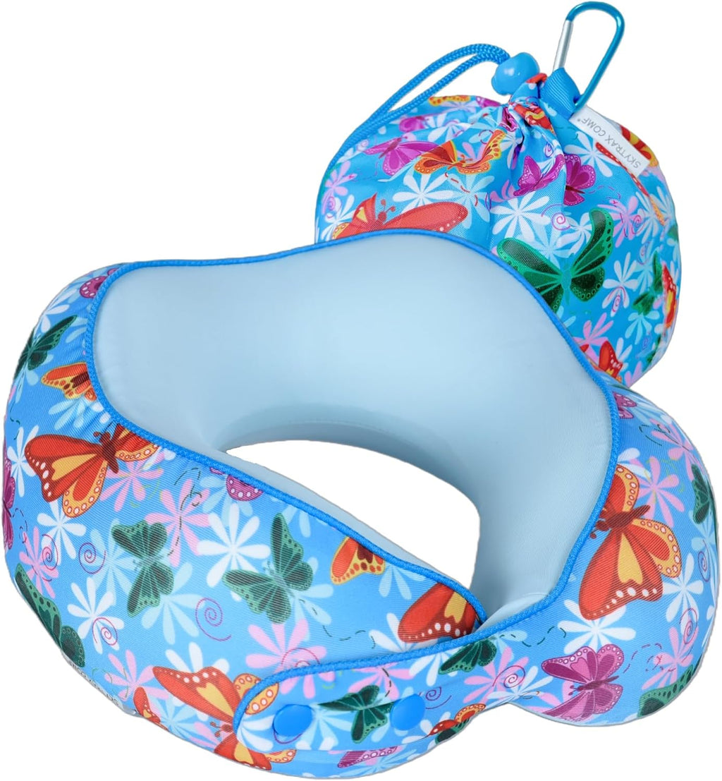Skytraxcomf SKYTRAX® Certified Kids Safe Memory Foam Travel Neck Pillows for Kids and Toddlers Cute Cartoon Design, Car Seat & Airplane Hea…