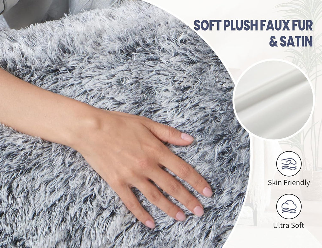 Wsofrlac Fluffy Silk Full Body Pillow for Adults 20x54 Satin Body Pillow Cover Pillowcase with Memory Foam for Bed Grey Pregnancy Cuddle Sn…