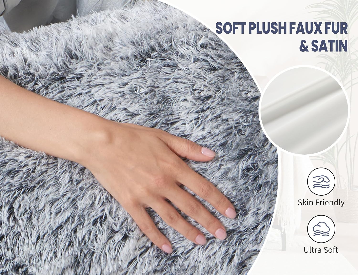 Wsofrlac Fluffy Silk Full Body Pillow for Adults 20x54 Satin Body Pillow Cover Pillowcase with Memory Foam for Bed Grey Pregnancy Cuddle Sn…
