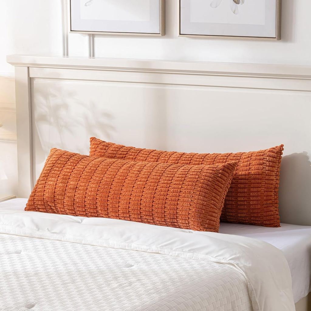 Fancy Homi Decorative Throw Pillow Covers for Bed Couch Bedroom Bench, Soft Corduroy Solid Pillow Case, Rustic Farmhouse Boho Room…