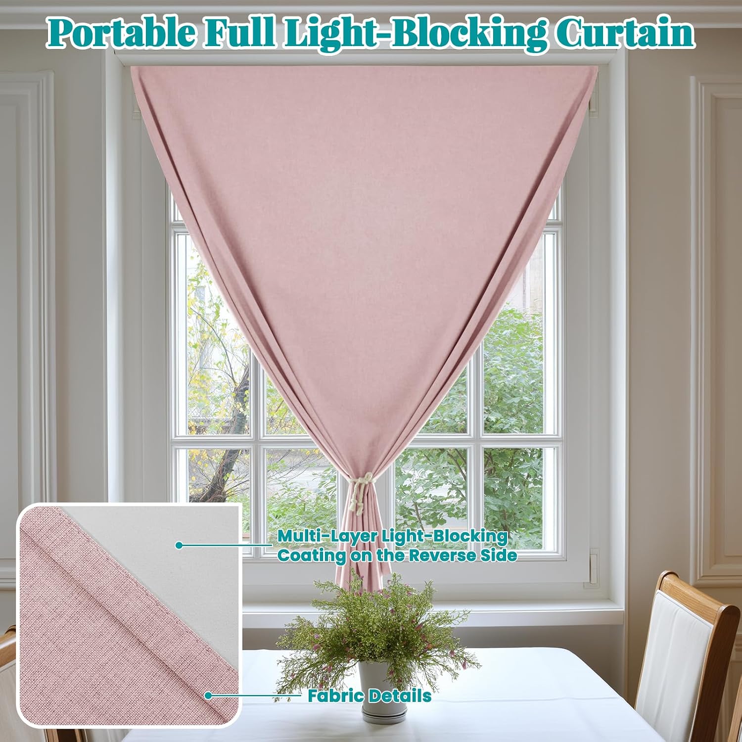 100% Self Adhesive Blackout Curtains- Stick on Curtain Shades Window Blinds Curtains No Rod Needed Easy to Hang Curtain, Use for Bedroom…