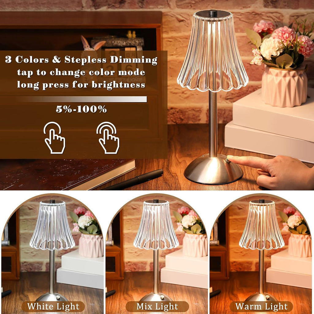 Liliful 6 Pcs Cordless Table Lamp Rechargeable Touch LED Small Gold Portable Battery Operated USB-c Desk Lamp 3 Color Dimmable for…