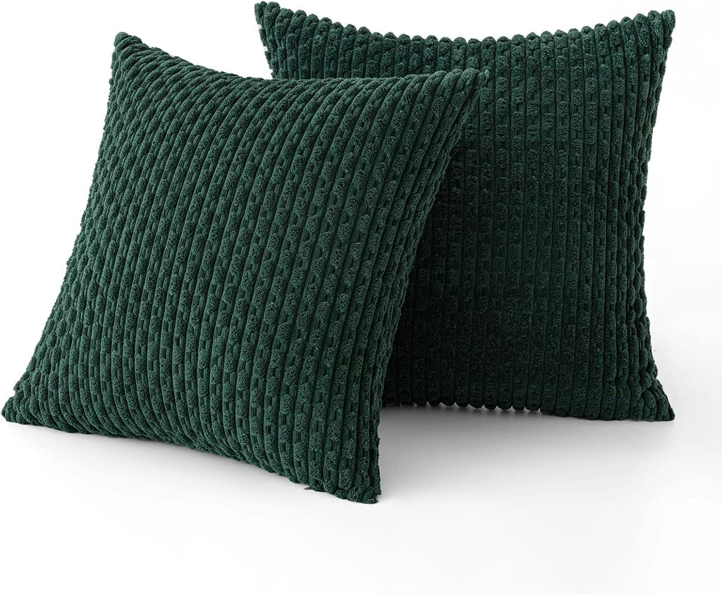 Miulee Army Green Throw Pillow Covers Soft Corduroy Decorative Set of 2 Boho Striped Pillow Covers Pillowcases Farmhouse Home Decor for Cou…