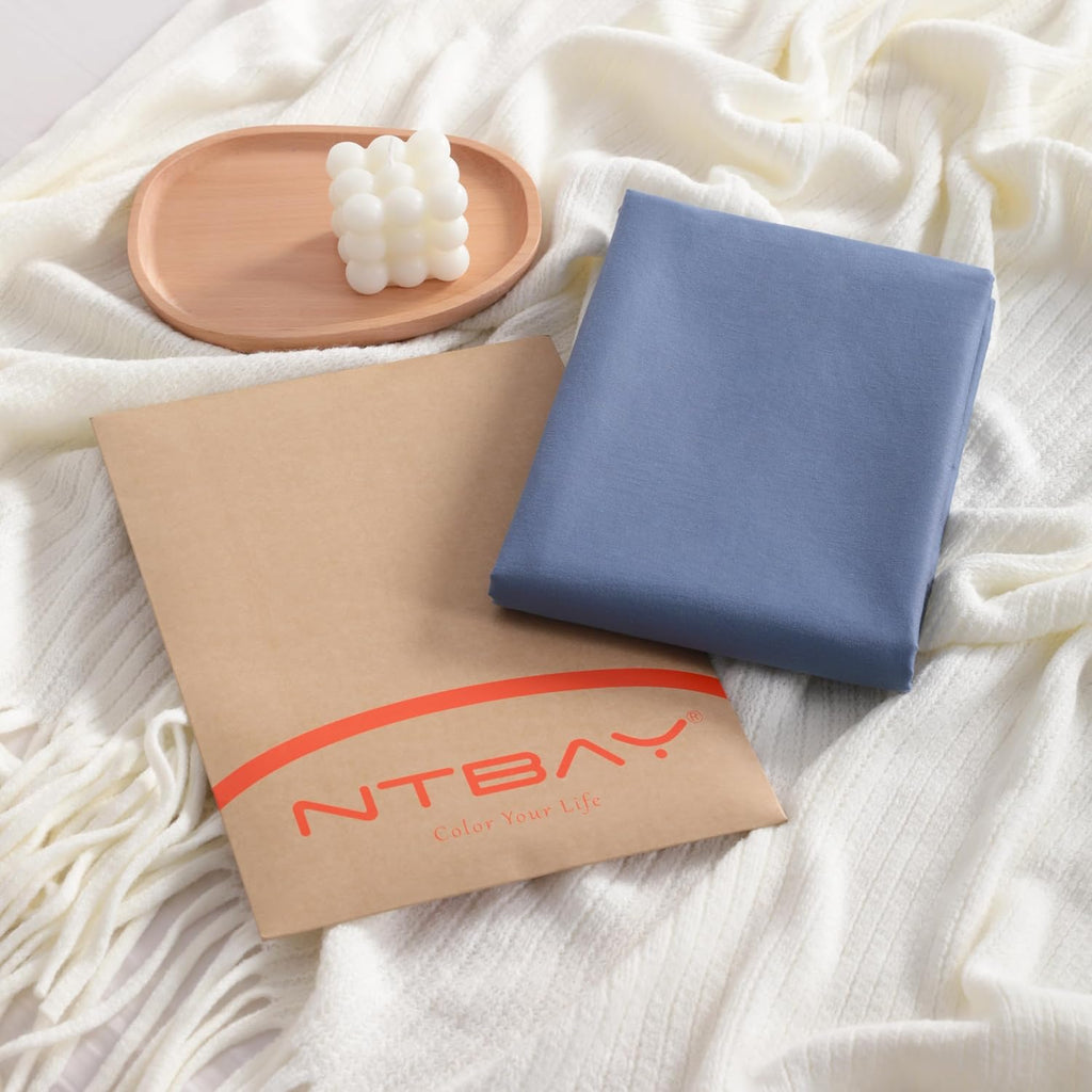 Ntbay King Cotton Pillowcases - Envelope Closure 20x36 Pillowcases Set of 2, Breathable and Soft Bed Pillow Cases, Denim Blue Cotton Blue