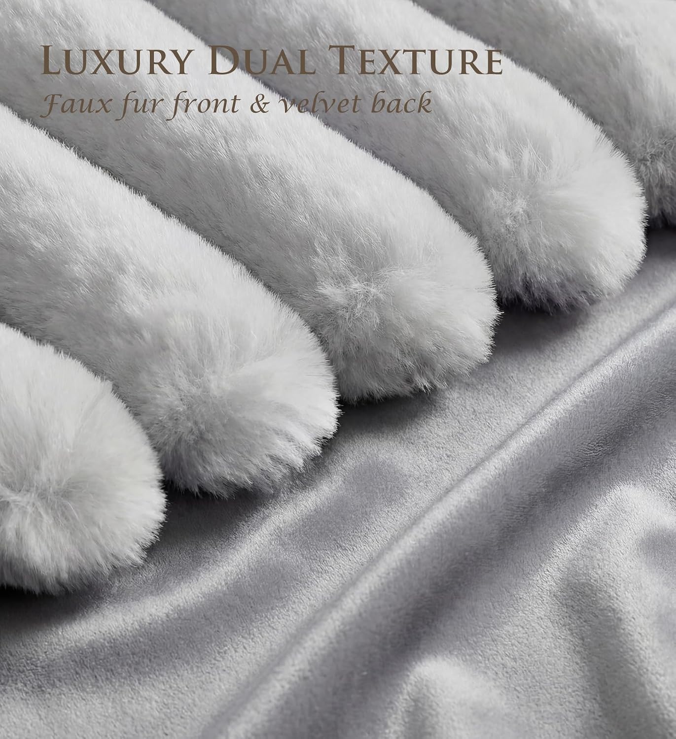 MEGAYES Pack of 2 Throw Pillow Covers 18x18 Decorative Solid Plush Faux Fur with Soft Velvet Back, Square Striped Cushion Cases Mode…