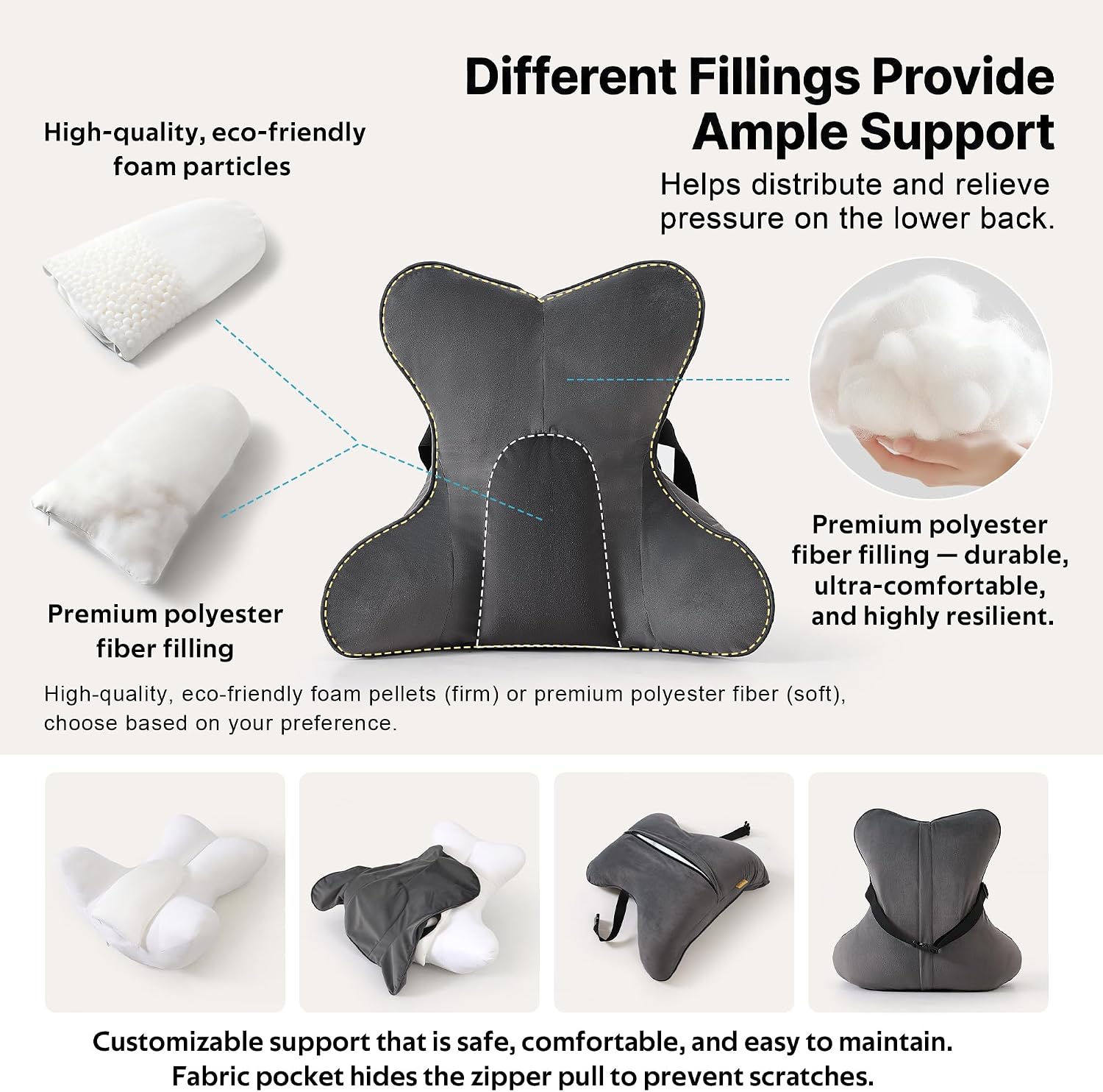 Lumbar Support Pillow (Pat. Pend) for Office Chair, Couch, Recliner & Car Seat, Ergonomic Back Support for Lower Back Comfort, with…
