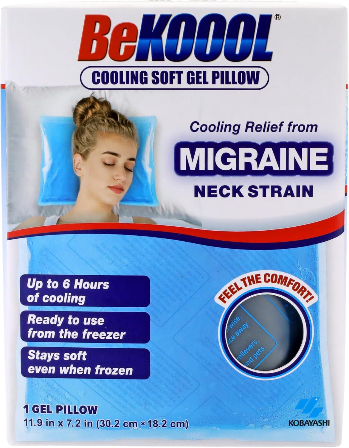 BeKOOOL Cooling Soft Gel Pillow - Reusable Cooling Relief from Migraines, Neck Strain and Fever - Up to 6 Hours of Cooling, Ready to Use…