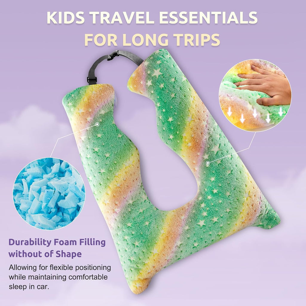 Car Pillow for Kids Travel Pillow with Adjustable Strap, Kids Floor Pillows Cushions for Adults and Children to Support Head and Body…