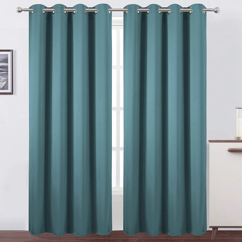 Lemomo Sea Teal Thermal Blackout Curtains/52 x 84 Inch/Set of 2 Panels Room Darkening Curtains 84 Inch silver