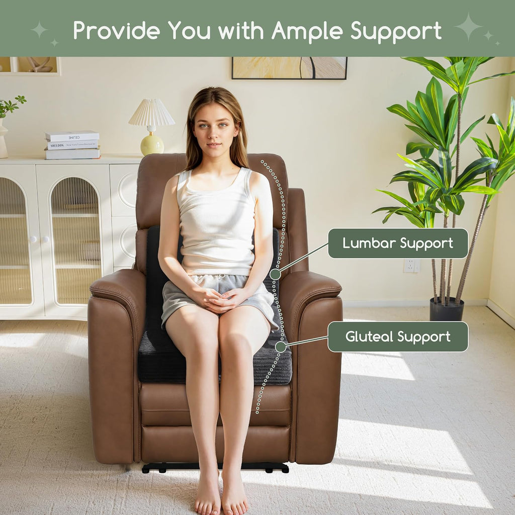 HIGOGOGO Corduroy Recliner Chair Cushion with Lumbar Support Pillow Soft Non-Slip 4" Thick Seat Pad Prevent Buttocks & Back Pain for…