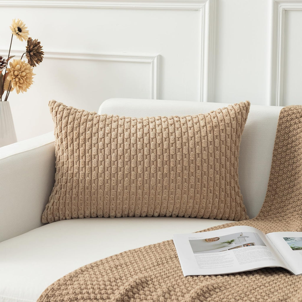 KevinTextile Kevin Textile 14x24 Inch Pillow Cover 1 Pack Boho Decorative Soft Striped Corduroy Lumbar Farmhouse Solid Color Accent Rectang…