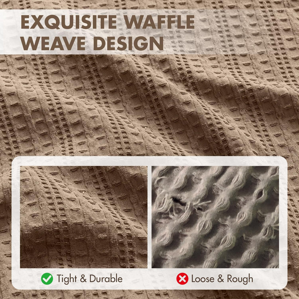 Set of 2 Decorative 100% Cotton Waffle Euro Sham Pillow Covers 26x26, Neutral Throw Pillows Weave European Cushion Cases for Couch Sofa…