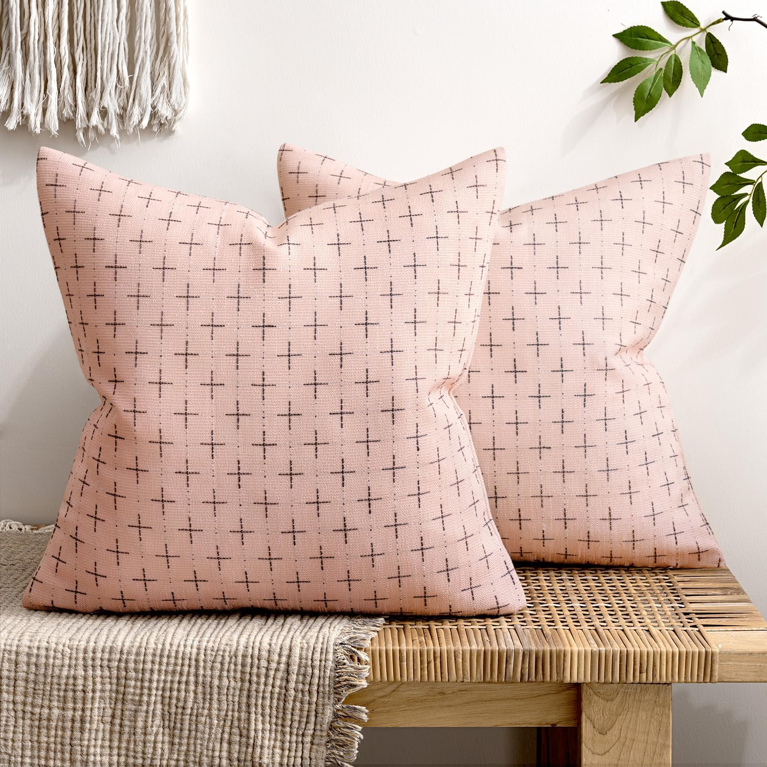 MIULEE Pack of 2 Cute Decorative Burlap Linen Valentine Throw Pillow Covers Farmhouse Pillowcases Modern Rustic Woven Textured Cushion…