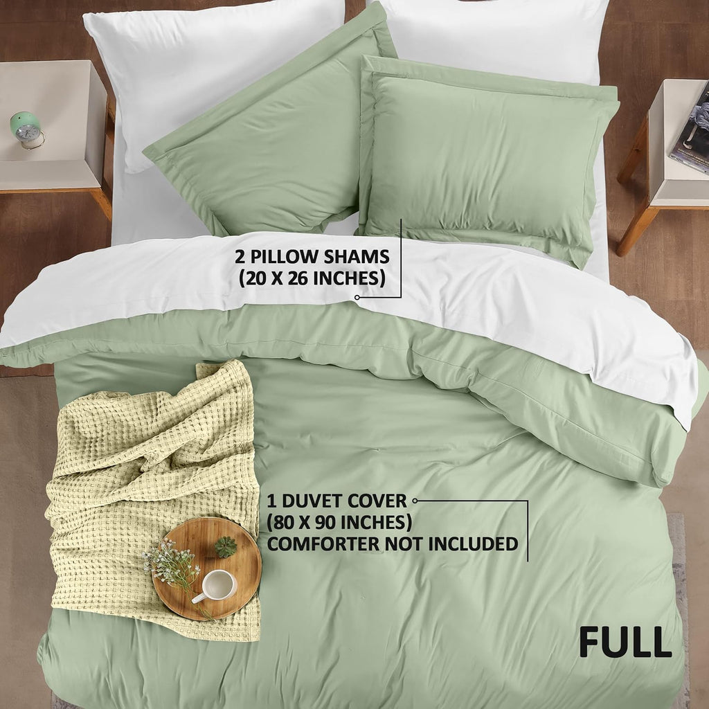 Utopia Bedding Duvet Cover Full Size - 3 Piece with Zipper Closure - 1 Comforter Cover 80X90 Inches & 2 Pillow Shams 20X26 Inches (Sage)…