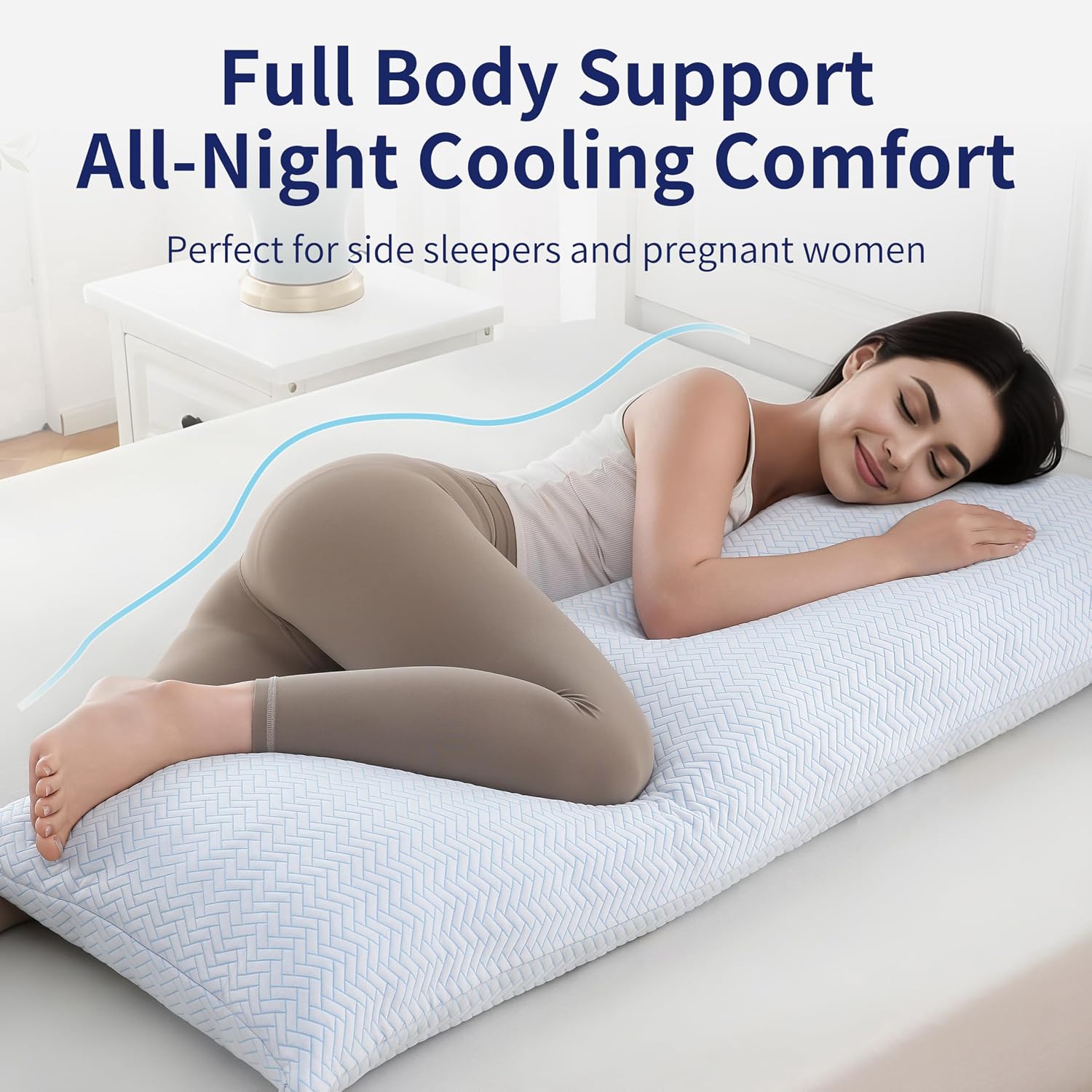 Downcool Cooling Body Pillow Set of 1, Adjustable Shredded Memory Foam Pillows for Sleeping, Soft Cool Bed Pillows for Hot Sleepers, Firm L…