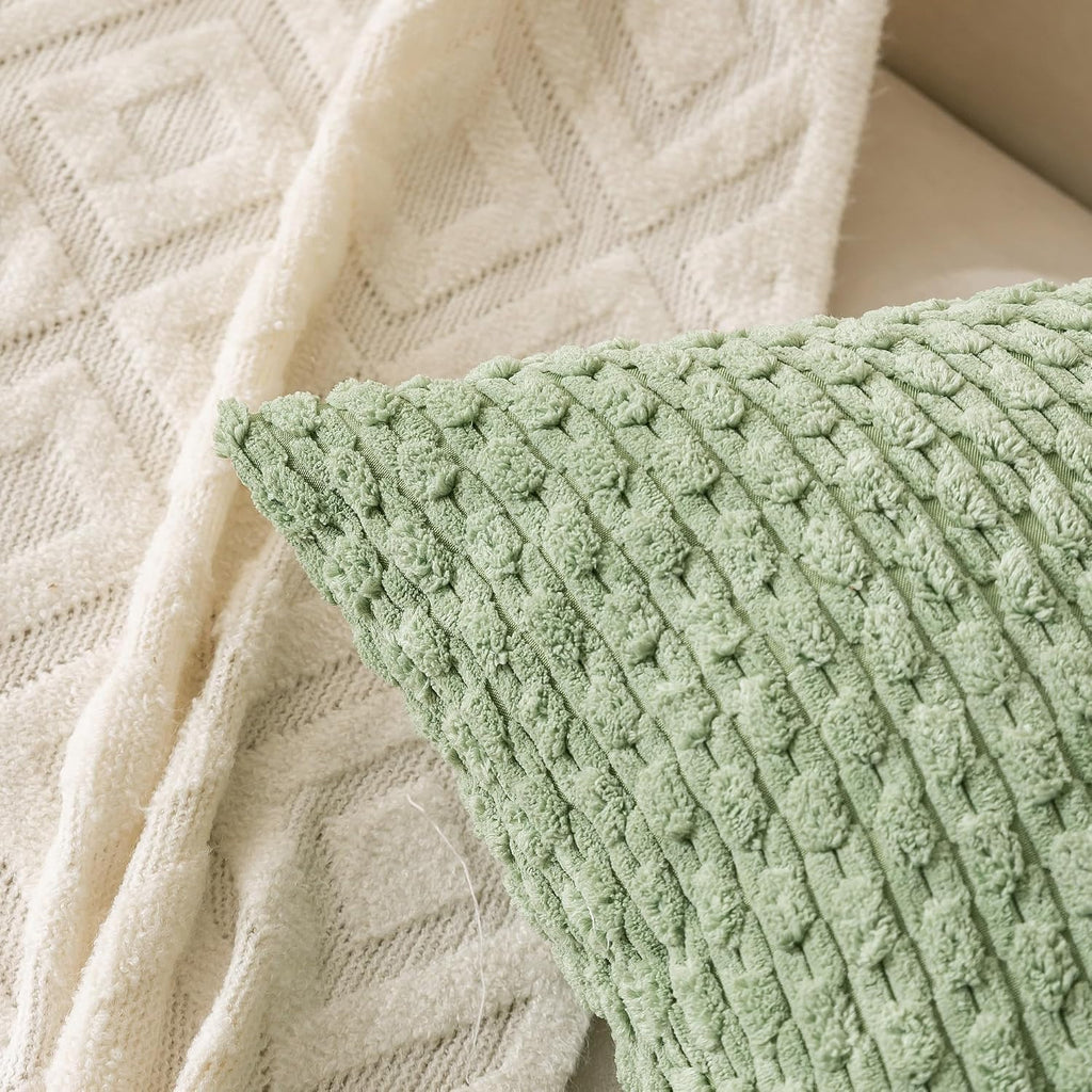 Cozoomy Set of 4 Sage Green Decorative Throw Pillow Covers 26x26 Inch Corduroy Pillow Covers for Bed Couch Sofa Living Room Soft Square Cus…