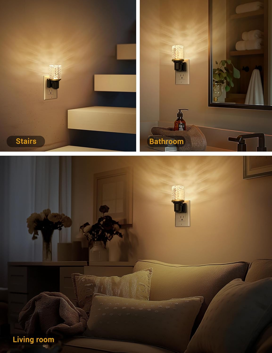 JandCase LED Night Light, Dimmable Night Lights Plug into Wall, Modern Nightlight with Auto On Off Light Sensor, 3000K Soft White Night…