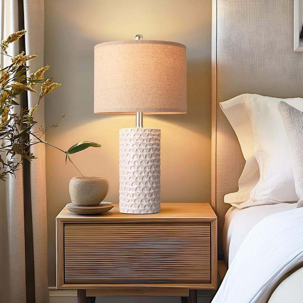 PARTPHONER 23" Modern Ceramic Table Lamp Set of 2, Table Lamps for Living Room, Rustic Farmhouse Bedside Lamps Nightstand lamp for…