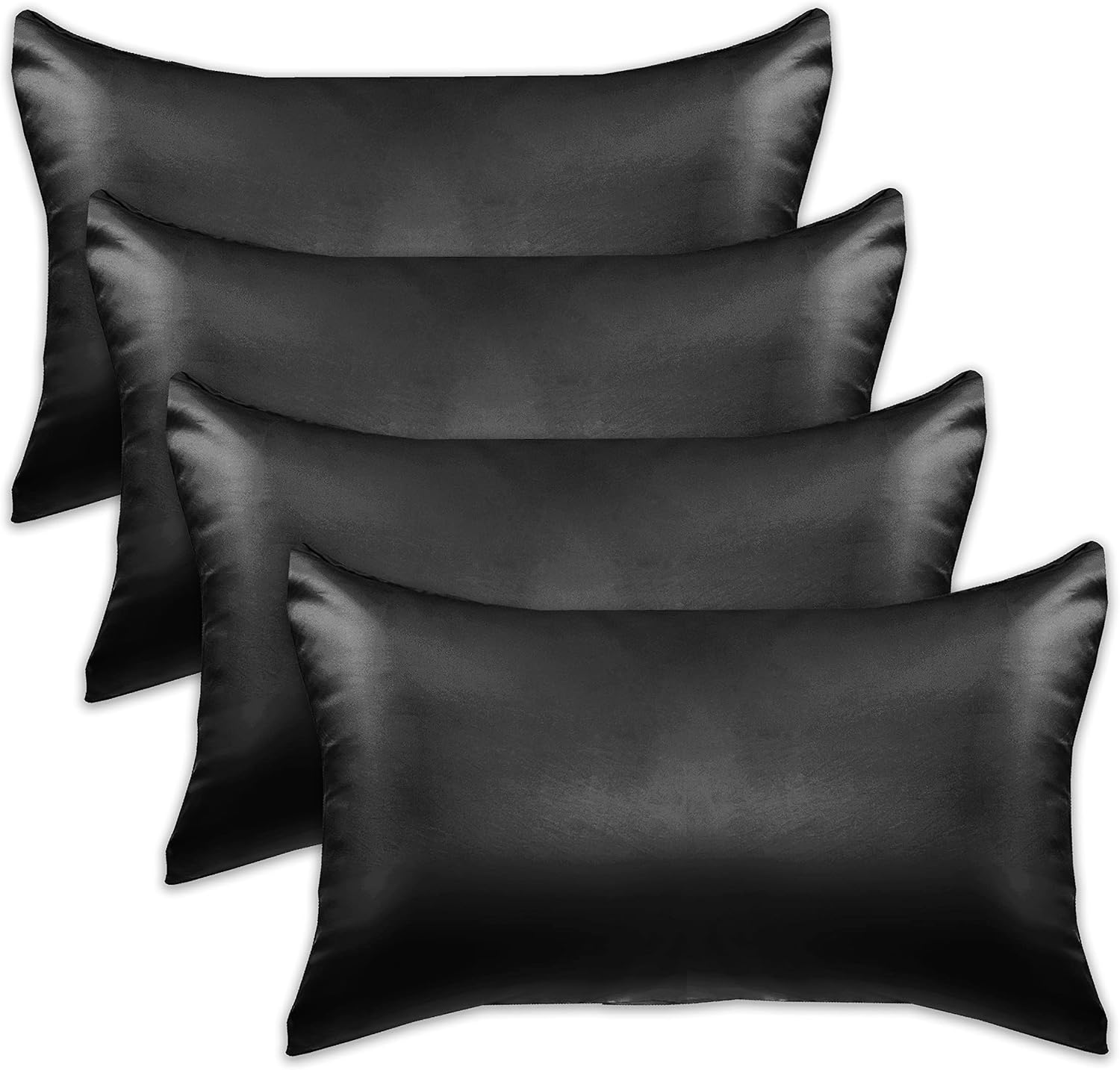 Elegantcomfort Elegant Comfort 4-Pack Cooling Viscose Satin Pillowcase Set with Hidden Zipper Closure, Silky Smooth for Hair and fabric…