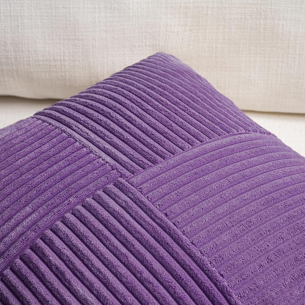 Fancy Homi 2 Packs Purple Decorative Throw Pillow Covers 22x22 Inch for Living Room Couch Bed, Farmhouse Boho Home Decor, Soft Corss…