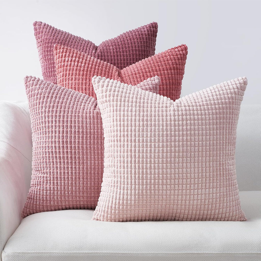 Topfinel 4 Packs Pink Decorative Throw Pillow Covers 24x24 Inch for Living Room Couch Bed Sofa, Boho Western Farmhouse Home Decor, Square S…