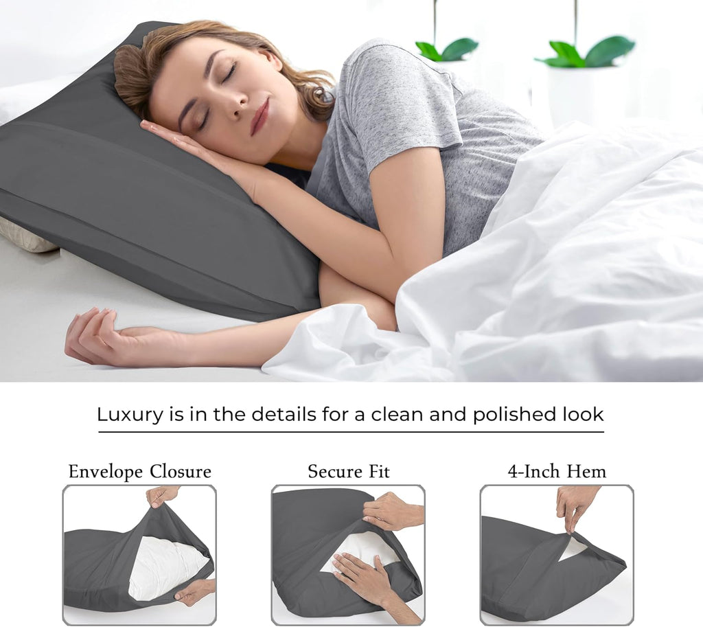Royalelinens Royale Linens Grey Pillowcase Set Of 12 - Standard 20"x26" Bed Pillow Cover - 1800 Brushed Microfiber - Wrinkle & Fade Resista…