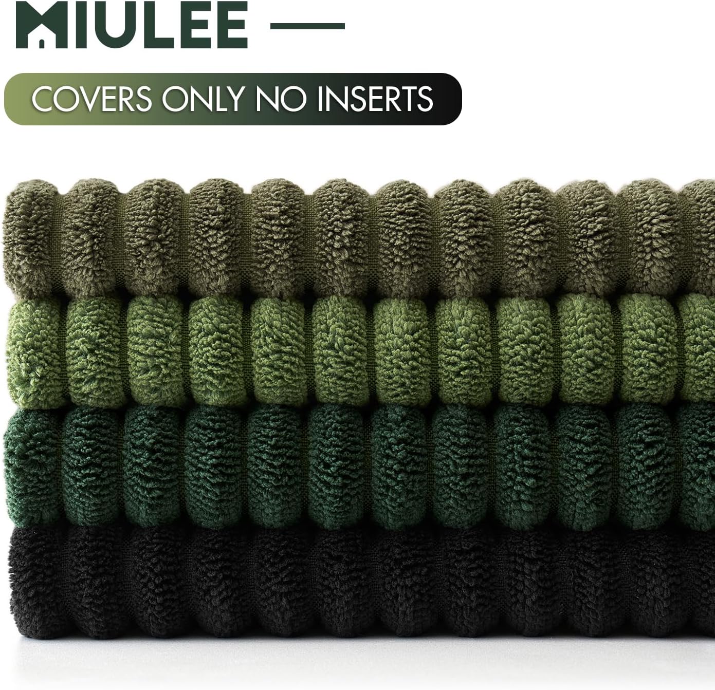 Miulee Boho Farmhouse Throw Pillow Covers 18x18 Inch Set of 4 Mordern Neutral Green Cushion Covers Soft Corduroy Nordic Home Decor for Spri…