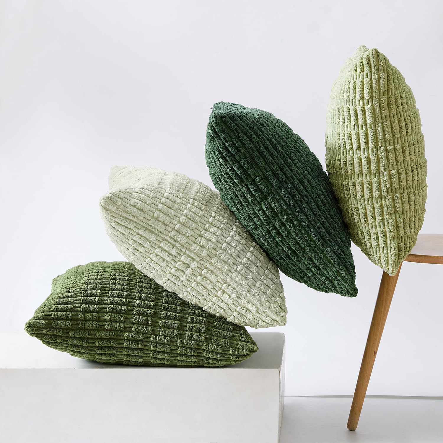 MIULEE Soft Corduroy Spring Throw Pillow Covers Set of 4 Forest Green 18x18 Inch Modern Farmhouse Boho Decorative Accent Cushion Covers…