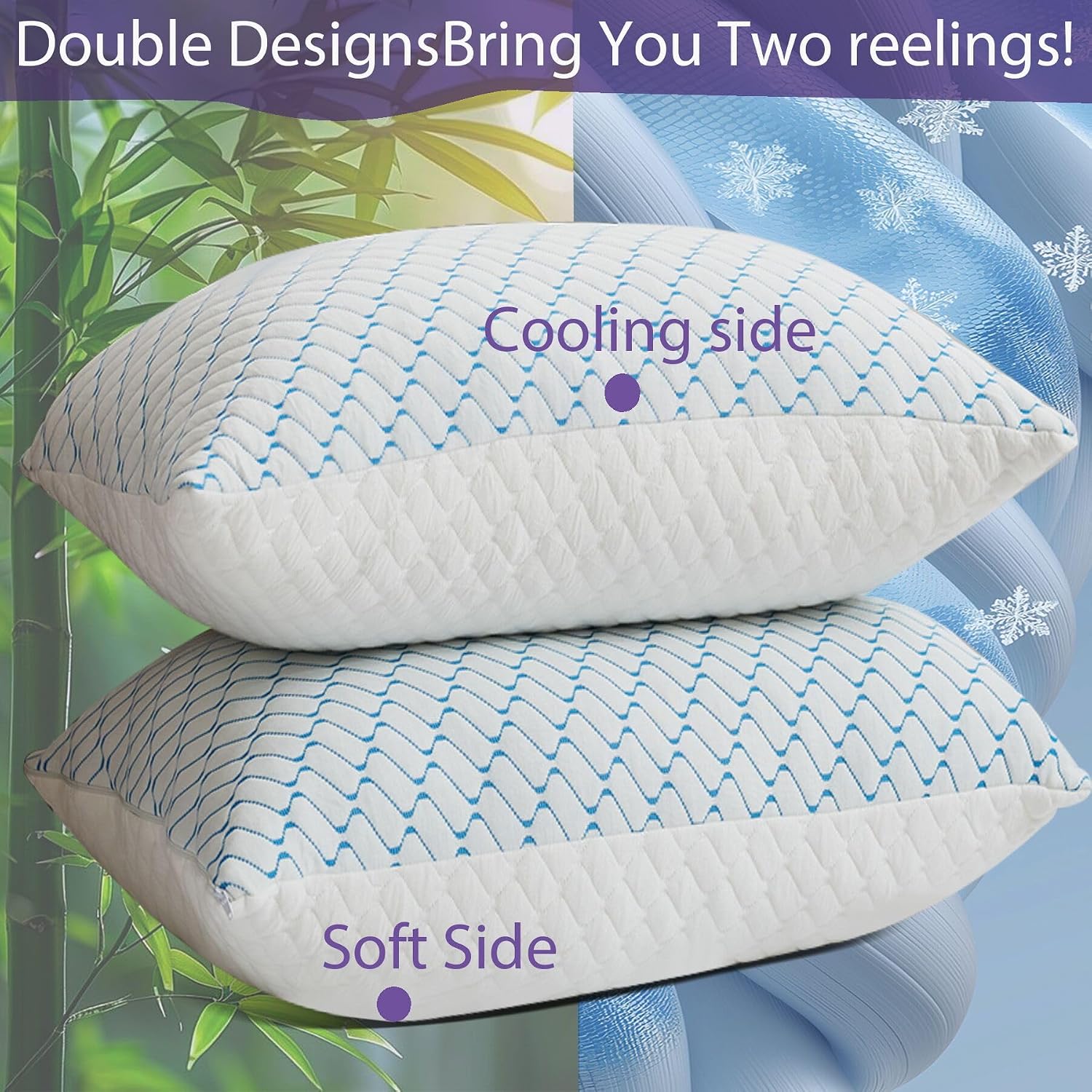 Vainoc Memory Foam Pillows King Size Set of 2, Adjustable Cooling Firm Pillow for Side Back Stomach Sleepers with Washable Removable Cover W…