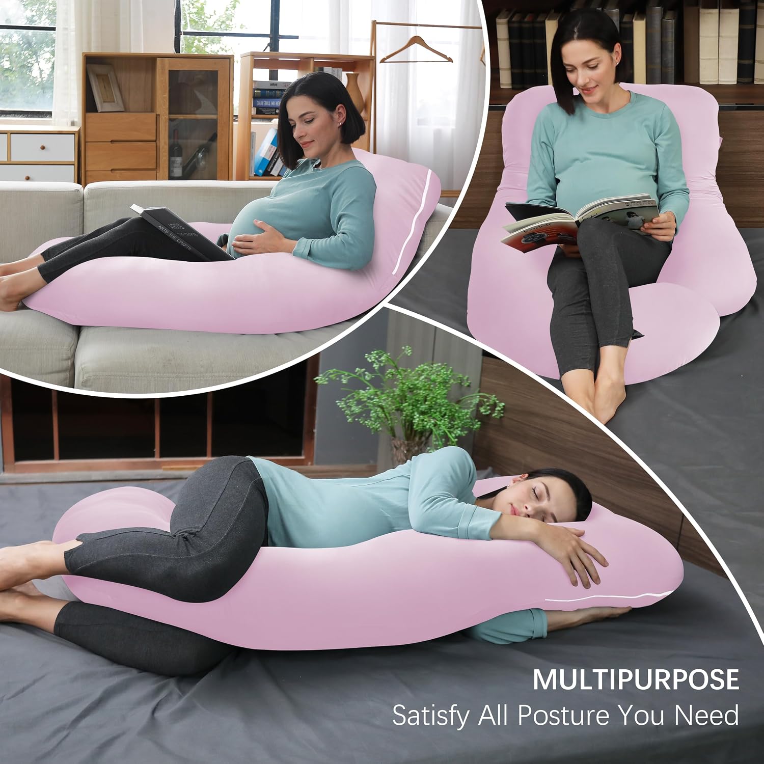 Moonpark MOON PARK Pregnancy Pillows for Sleeping - U Shaped Full Body Maternity Pillow with Removable Cover - Support for Back, Legs, Bell…