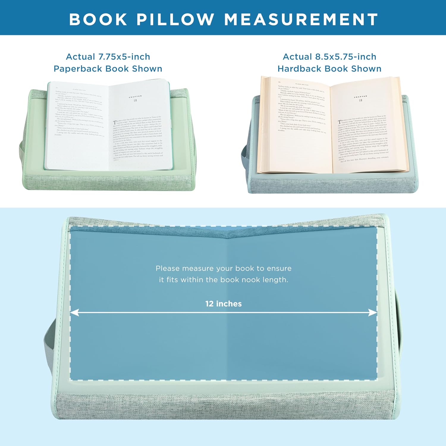 LAPGEAR Book Pillow – Lap Reading Cushion with Built-in Book Stand – Fits 6x9 Books & Similar Sizes – Sage Green – Style No. 33201