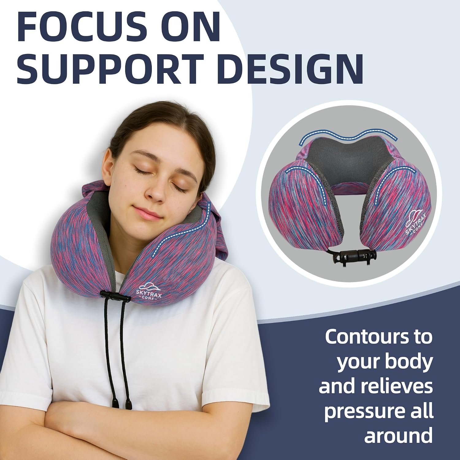 Travel Pillow with Extra Large Hood for Airplane Long Flights Privacy and Comfort Memory Foam with Skin-Friendly Cover for Road Trip…