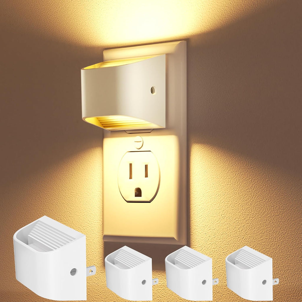 VOLISUN Night Lights Plug into Wall, 4 Pack Up and Down LED Night Light with Dusk to Dawn Light Sensor, 3000K Warm White Nightlight for…