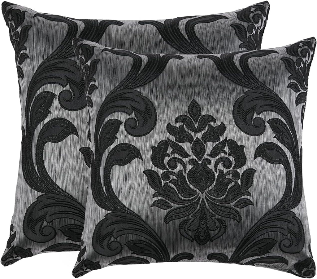 NAPEARL Throw Pillow Covers-Set of 2 Cushion Covers with Jacquard Patterns, Black Decorative Pillowcase for Couch, Sofa, Bed, Attractive…