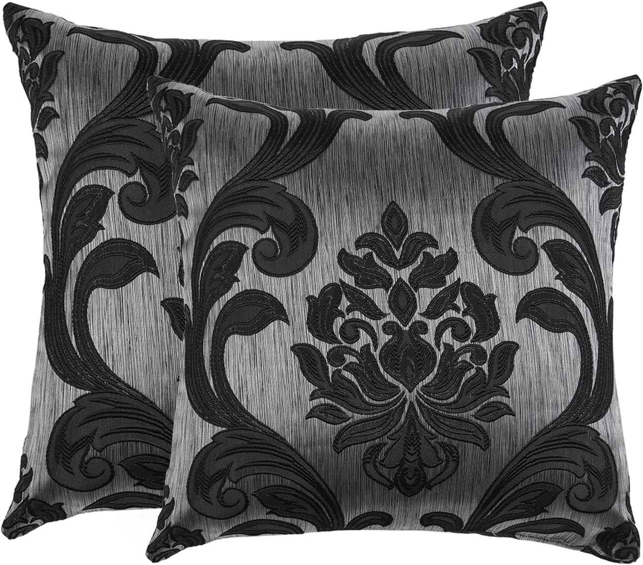 NAPEARL Throw Pillow Covers-Set of 2 Cushion Covers with Jacquard Patterns, Black Decorative Pillowcase for Couch, Sofa, Bed, Attractive…
