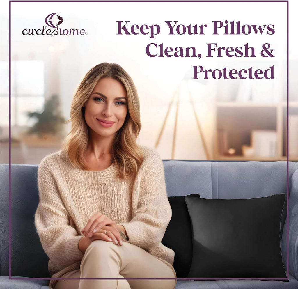 CIRCLESHOME Throw Pillow Protectors - 100% Cotton Breathable Pillowcases - 24 X 24 Square Pillowcases - Protects Pillows from Dirt, Dust…