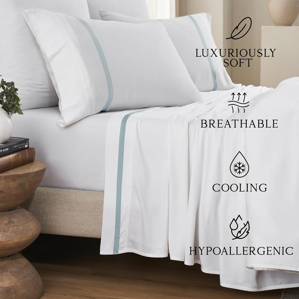 KARISSA MAE Pure Viscose from Bamboo King Size Sheet Set | 100% FSC Certified | Luxuriously Soft | Cooling | 18" Deep Pocket w/Corner…
