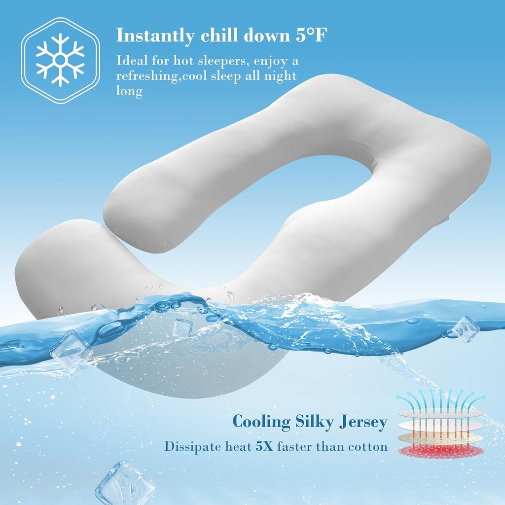 Cute Castle Cooling Cover Pregnancy Pillows, Soft U-Shape Maternity Pillow with Removable Cover - Full Body Pillows for Adults Sleeping…