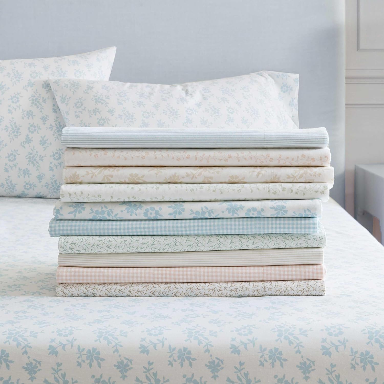MarthaStewart Martha Stewart - King Size Sheets Set, Crisp & Tailored Cooling Sheets w/a Naturally Smooth Cotton Percale Lightweight Feel -…