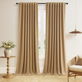 Guken 100% Blackout Linen Curtains 108 Inch Length 2 Panels Set for Living Room Bedroom Back Tab Thermal Insulated Black Out Linen Drapes R…