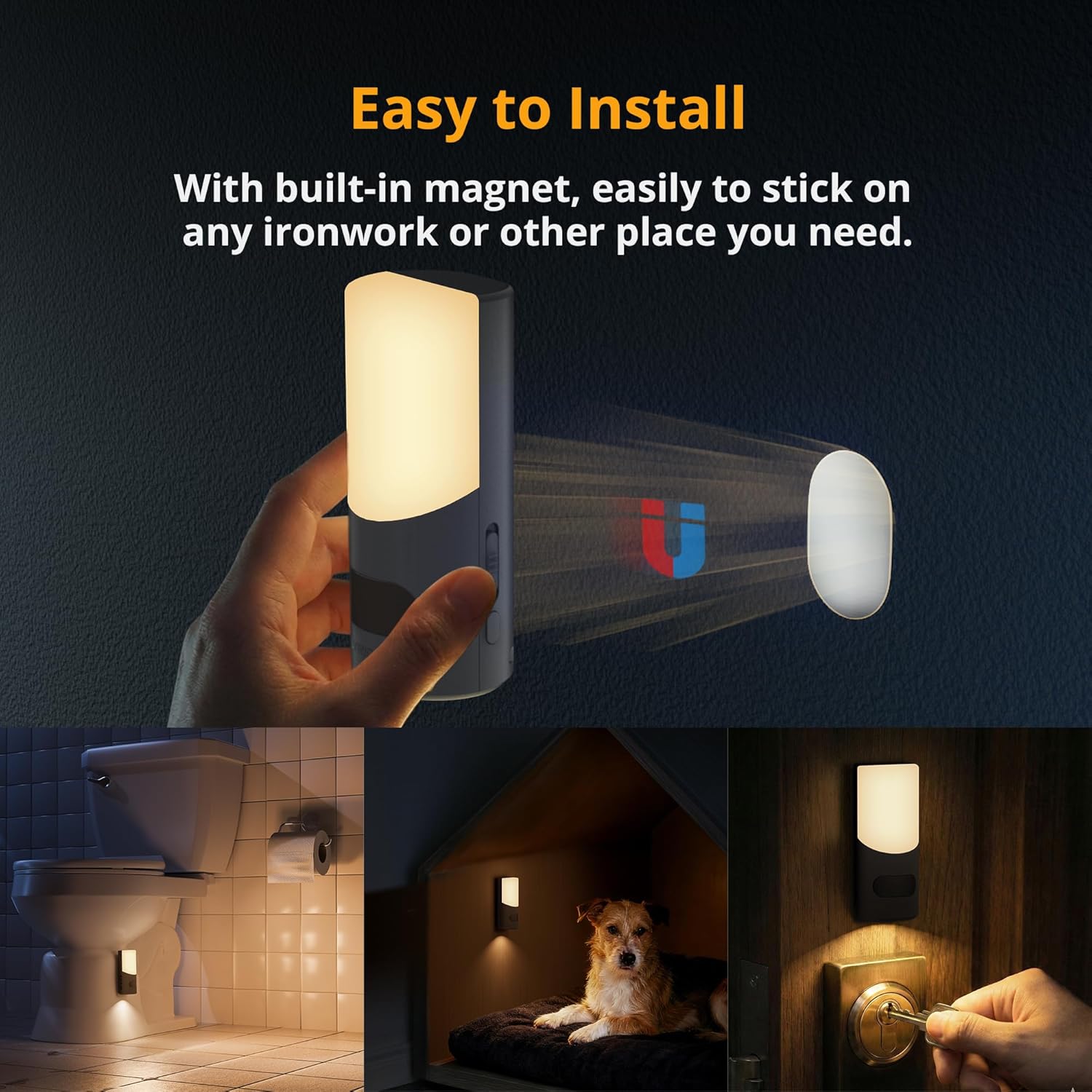 Lyridz Motion Sensor Wall Sconce (2 Pack), Up & Down Dual Beam Night Light, 270-Day Battery Life, Wireless Magnetic Stick-on Hallway…