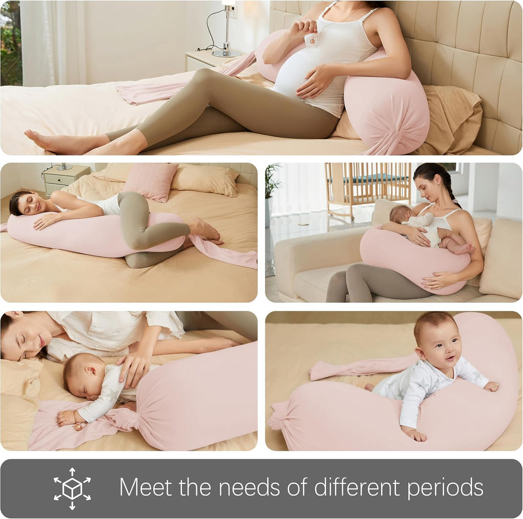 Moonpark MOON PARK Pregnancy Pillow - Incredibly Smooth and Soft Cooling Cover I Shaped Full Body Maternity Pillow with Removable Cover - S…
