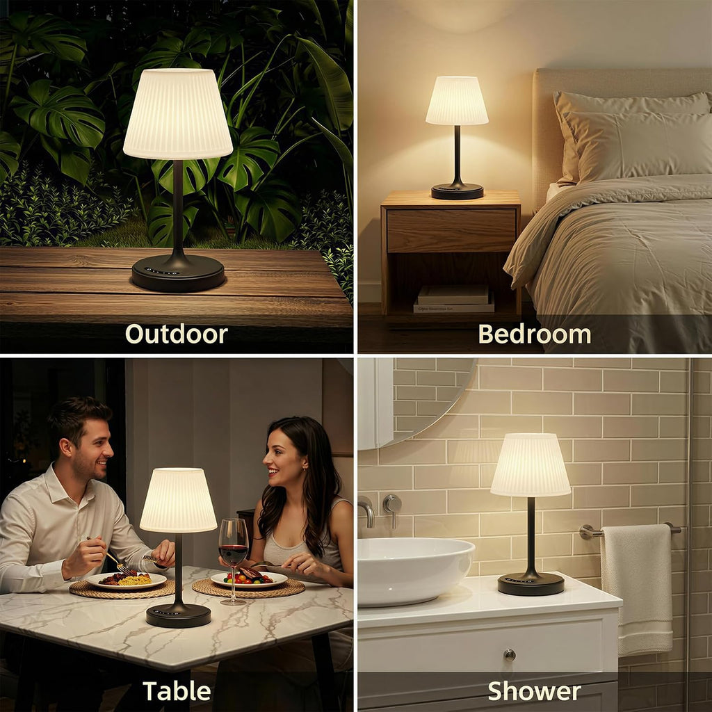 Audles Cordless Table Lamp, Waterproof Shower Lamp, 4000mAh Rechargeable Table Lamps, 3-Color Dimmable Light, Battery Operated Lamp Desk Ni…